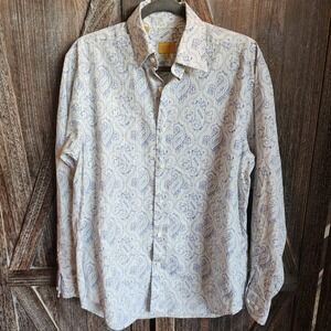 Robert Talbott Carmel Shirt‎ Size M Blue & White Paisley Long Sleeve Button Up